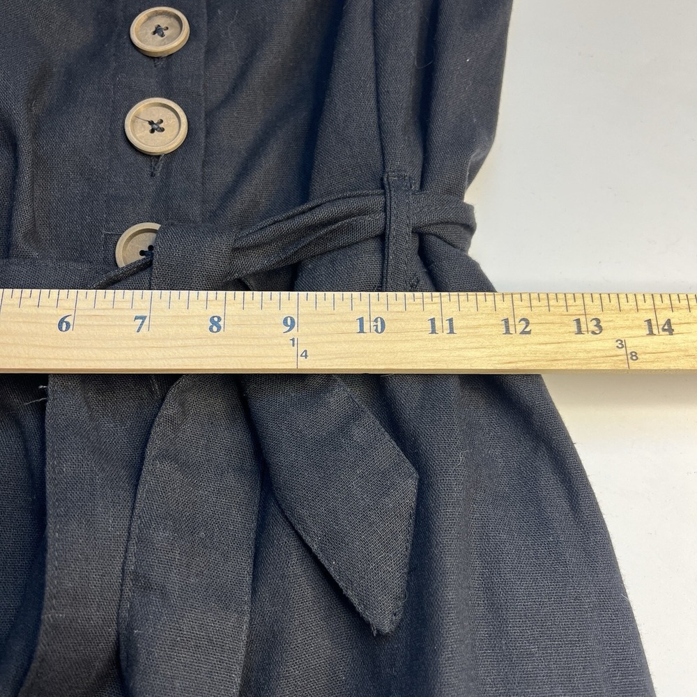 A Beautiful Soul Black Babydoll Maxi Dress Size A‎ Linen Cotton Belted Summer - Picture 7 of 10